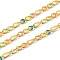 Brass Figaro Chains, Soldered, with Enamel, Rack Plating, Long-Lasting Plated, Lead Free & Cadmium Free, with Spool, Real 18K Gold Plated, Colorful, Link: 4.5x3x1mm and 6x2x1mm