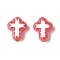 Baking Paint Glass Enamel Beads, Hand Drawn Beads, Cross, Light Coral, 14.5x11.5x4mm, Hole: 1mm