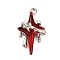 Alloy Resin Pendants, Star, with Loop, Red, 32x19x11mm, Hole: 3mm