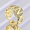 Brass Micro Pave Clear Cubic Zirconia Open Cuff Rings for Women, Letter, Rack Plating, Long-Lasting Plated, Cadmium Free & Lead Free, Real 18K Gold Plated, Letter N, 11.5mm