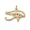 Rack Plating Brass Micro Pave Cubic Zirconia Pendants, Long-Lasting Plated, Lead Free & Cadmium Free, Eye Charms, with Jump Ring, Real 18K Gold Plated, 15x22x2mm, Hole: 3mm
