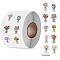 Roll Stickers, 10 Different Designs Decorative Sealing Stickers, Animal, Flower, 30x25mm, 500pcs/roll