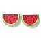 Printed Wood Beads, Watermelon, Red, 12.5x19.5x6mm, Hole: 2.5mm