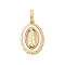 Brass Pave Natural White Shell Pendants, Oval Religion Virgin Charms, Long-Lasting Plated, Lead Free & Cadmium Free, Rack Plating, Real 18K Gold Plated, 20x13x2.5mm, Hole: 3.5x6mm