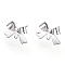 Brass Stud Earring Findings, Nickel Free, Bowknot, Platinum, 11x16mm, Hole: 1.2mm, Pin: 0.6mm.