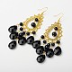 Trendy Mashan Jade Golden Chandelier Earrings for Women EJEW-PJE684-3