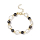 Bracelet en perles d'agate rayée naturelle/agate rubanée BJEW-JB08613-4