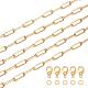 BENECREAT 1m 18K Gold Plated Paperclip Chains Brass Elongated Cable Chains with 10PCS Lobster Claw Clasps and Jump Rings for Bracelet Necklace DIY Making DIY-BC0011-76-2
