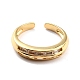 Clear Cubic Zirconia Bamboo Shape Open Cuff Ring for Women RJEW-C018-12G-1