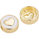BENECREAT 10Pcs Flat Round with Heart Brass Enamel Beads 18K Gold Plated Round Brass Beads for Necklace Bracelet Jewelry Making KK-BC0004-57-1