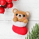Рождественский чулок с брошью в виде медведя набор для валяния иглами DIY-K055-07-1