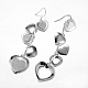 Boucles d'oreilles pendantes en forme de cœur en laiton texturé plaqué argent EJEW-BB11966-1