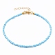 Bracelets de cheville en perles de rocaille de verre et chaînes gourmettes en laiton AJEW-AN00315-2