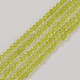 ガラスビーズ連売り  双円錐形  黄緑  3x2.5mm  穴：0.6mm  約140~163個/連  12.99インチ〜14.17インチ（33~36cm）  約1連/バッグ GLAA-E406-08-1