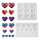 Pandahall 2 pièces 2 styles moules en silicone en forme de coeur DIY-TA0005-85-1