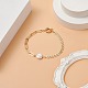 Bracelet de cheville à maillons de perles naturelles avec chaînes en laiton pour femme AJEW-AN00524-2