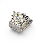Antique Silver Plated Alloy Rhinestone Large Hole European Crown Beads CPDL-E022-04C-3