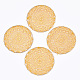 ポリコットン（ポリエステル綿）編みペンダント装飾  真鍮パーツ  花付きフラットラウンド  ライトゴールド  ゴールド  50x1mm FIND-Q078-14G-1