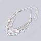 Glass Bib Statement Necklaces with Gemstone Beads NJEW-S413-08-1