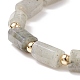 Bracciale elasticizzato con perline a colonna in labradorite naturale BJEW-JB08596-01-4