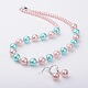 Abalorios de vidrio redondas sistemas de la joya perlas: aretes y collares SJEW-JS00797-03-1