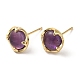 Natural Amethyst Flat Round Stud Earrings EJEW-A099-02G-2