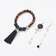 Lava Rock and Obsidian Beads Bracelets and Earrings Jewelry Sets SJEW-JS00904-01-1