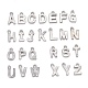 真鍮製チャーム  アルファベット  プラチナ  a～zの文字  8~8.5x4~6x1.5mm  穴：0.8mm KK-S350-167-P-M-1