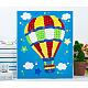 創造的なDIY熱気球模様樹脂ボタンアート  帆布画紙と木枠付き  子供のための教育工芸品絵画粘着性のおもちゃ  カラフル  30x25x1.3cm DIY-Z007-39-1