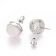 Natural Rose Quartz Stud Earrings EJEW-F162-H08-3