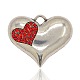 Good Valentines Day Gifts Idea for Wife Antique Silver Plated Alloy Rhinestone Heart Pendants ALRI-J076-21AS-1
