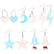 Anattasoul 5 paires 5 styles boucles d'oreilles pendantes en acrylique couleur arc-en-ciel avec épingles en fer EJEW-AN0003-62-1