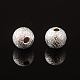 Perles texturées en laiton plaqué argent de 6 mm X-EC248-S-1