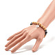 Natural Wood & Lava Rock & Synthetic Hematite Round Beaded Stretch Bracelet with Yoga Symbol Charm BJEW-JB07807-3
