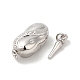 Rhodium Plated 925 Sterling Silver Peanut Bayonet Clasps STER-G038-18P-2
