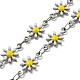 304 Stainless Steel Flower Link Chain Necklace with Enamel NJEW-E098-01P-2