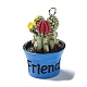 Pendenti in resina vegetale verde vaso di cactus CRES-B014-04-1