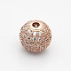 CZ Brass Micro Pave Grade AAA Clear Color Cubic Zirconia Round Beads KK-O065-8mm-05-NR-2