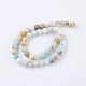 Frosted Natural Flower Amazonite Round Bead Strands G-J363-01-8mm-2
