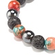 Natural Lava Rock & Synthetic Hematite & Ocean White Jade(Dyed) Round Beaded Stretch Bracelet BJEW-JB07972-02-4