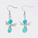 Natural & Synthetic Mixed Stone Bead Dangle Earrings EJEW-JE02333-2