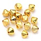 合金ビーズ  ダイヤモンドカット  双円錐形  ゴールドカラー  12x12~12.5mm  穴：2.3mm PALLOY-K012-05G-1