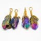 Electroplate Golden Wire Wrapped Gemstone Natural Crystal Pendants G-L133-07E-1
