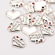 Wedding Party Supply Antique Silver Alloy Rhinestone Heart Carved Word Brother of Groom Wedding Family Charms X-TIBEP-N005-26B-2