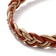 Плетеные браслеты в форме веревки из воловьей кожи с латунной застежкой для женщин BJEW-JB09110-5