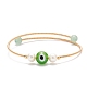 Aventurina verde natural y mal de ojo murano y brazalete con cuentas de perlas naturales BJEW-JB08463-05-1
