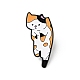 漫画猫エナメルピン  バックパックの衣服用のライトゴールドメッキ合金バッジ  オレンジ  28x15x1.3mm JEWB-J005-10F-EB-1