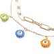 Love Flat Round Charm Layered Necklace for Teen Girl Women NJEW-TA00011-4