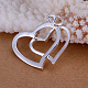 Brass Cubic Zirconia Heart To Heart Pendants KK-BB11619-4