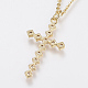 Brass Cubic Zirconia Pendant Necklaces NJEW-H479-08-3